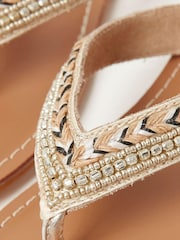 FatFace Natural Lana Beaded Flip Flops - Image 4 of 4