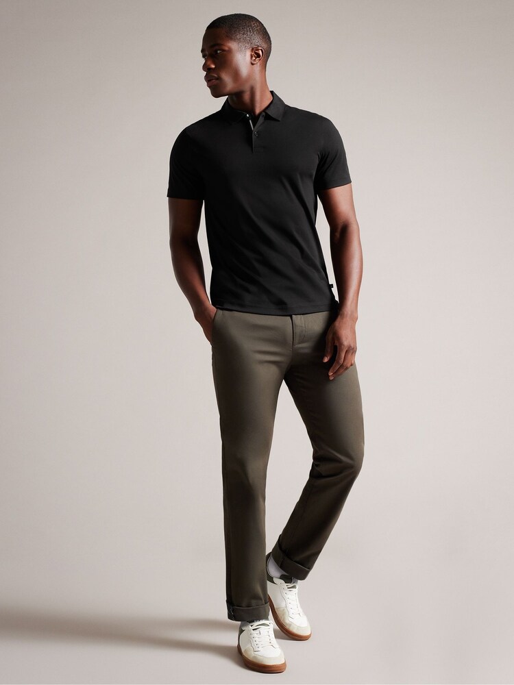 Czarny - Ted Baker Slim Zeiter Soft Touch 100% Cotton Polo Shirt - Image 4 of 5