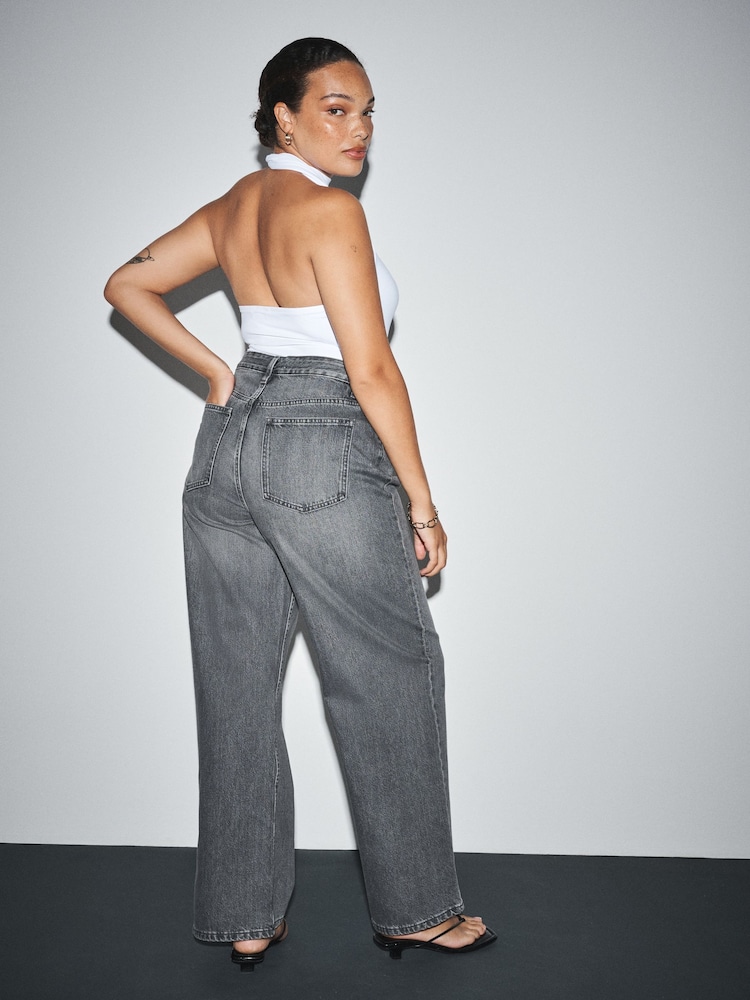 Grey Hourglass Wide Leg Denim Jeans - Image 2 of 5 Grey Hourglass Wide Leg Denim Jeans - Image 2 of 5