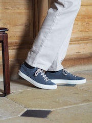 Loake Blue Dash Suede Capped Toe Sneakers - Image 2 of 5