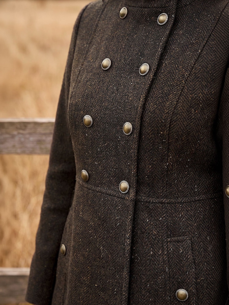 Roman Brown Petite Funnel Neck Coat - Image 4 of 4 Roman Brown Petite Funnel Neck Coat - Image 4 of 4