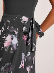 Black Butterfly Print Asymmetric Hem Skirt - Image 4 of 6