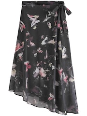 Black Butterfly Print Asymmetric Hem Skirt - Image 5 of 6