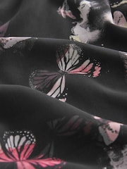 Black Butterfly Print Asymmetric Hem Skirt - Image 6 of 6