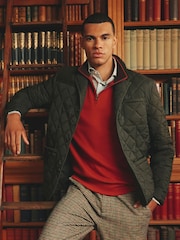 Joules Jasper Green Diamond Quilted Blazer - Image 1 of 10