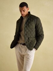 Joules Jasper Green Diamond Quilted Blazer - Image 3 of 10