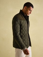 Joules Jasper Green Diamond Quilted Blazer - Image 7 of 10