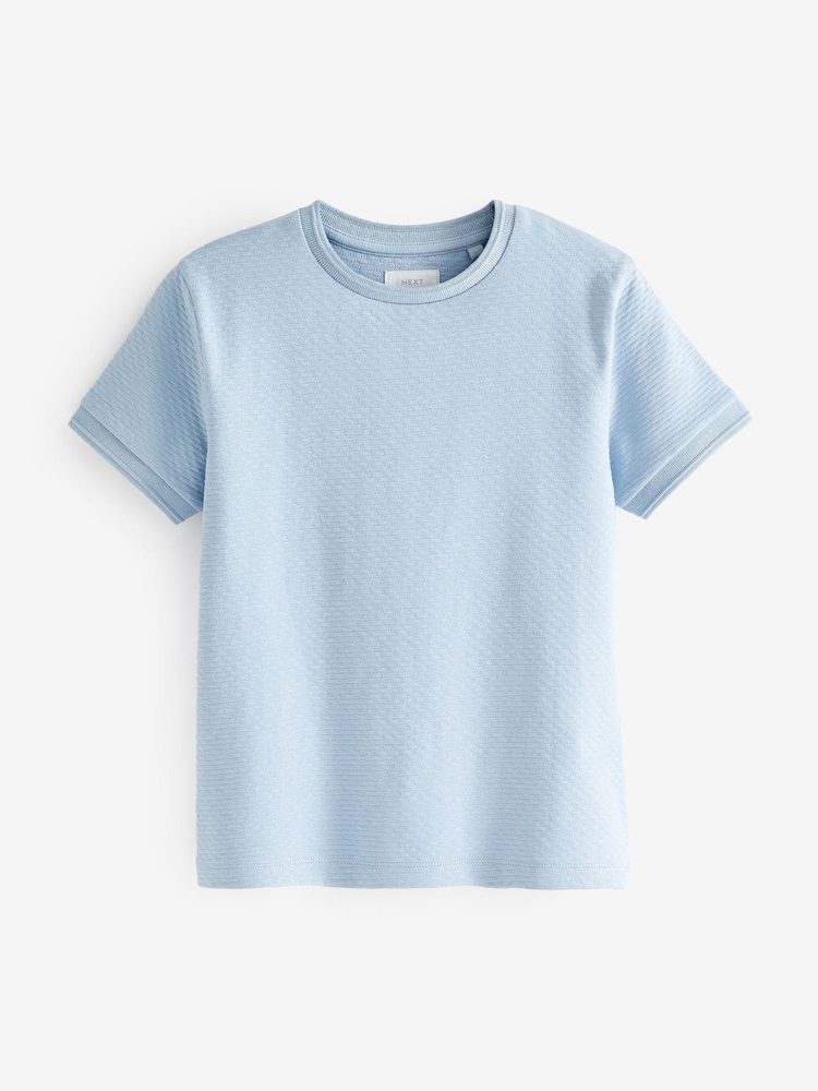 Blue Short Sleeve Textured T-Shirt (3-16yrs) - Image 1 of 3
