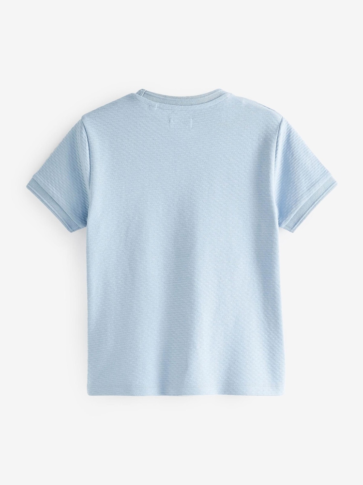 Blue Short Sleeve Textured T-Shirt (3-16yrs) - Image 2 of 3