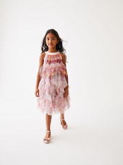 Baker by Ted Baker Pink Floral Tulle Dress - Image 2 of 11