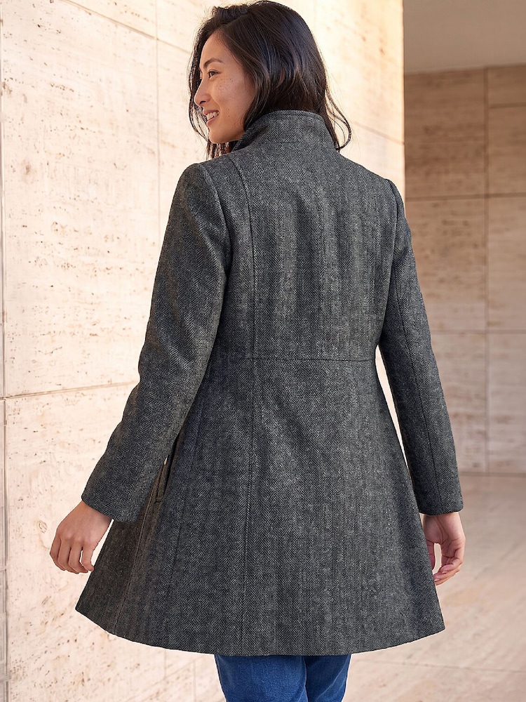 Roman Grey Petite Funnel Neck Coat - Image 2 of 4 Roman Grey Petite Funnel Neck Coat - Image 2 of 4