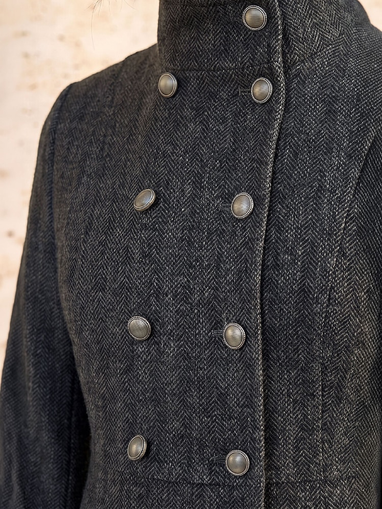 Roman Grey Petite Funnel Neck Coat - Image 4 of 4 Roman Grey Petite Funnel Neck Coat - Image 4 of 4