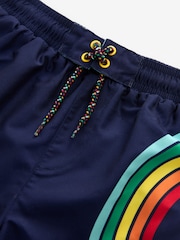 Little Bird by Jools Oliver Navy Blue Rainbow Swim Board Shorts - Image 3 of 4