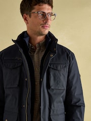 Joules Beckett Navy Waterproof Field Coat With Packable Hood - Image 4 of 9