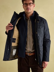 Joules Beckett Navy Waterproof Field Coat With Packable Hood - Image 7 of 9