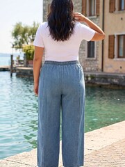 Roman Blue Curve Tie Waist Pocket Trousers - Image 2 of 4