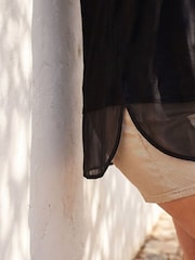 Roman Black Curve Chiffon Hem Stretch Vest Top - Image 4 of 4