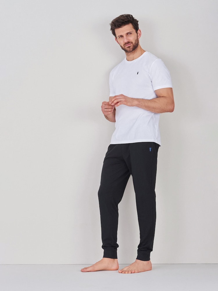 Zwart/marineblauw - Met boorden - Lightweight 100% Cotton Joggers 2 Pack - Image 3 of 12