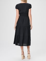 Paige Soledad Tiered Cap Sleeve Midi Dress with Side Slit - Image 2 of 5