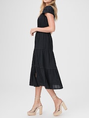 Paige Soledad Tiered Cap Sleeve Midi Dress with Side Slit - Image 3 of 5