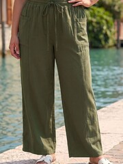 Roman Green Curve Tie Waist Pocket Trousers - Image 1 of 4