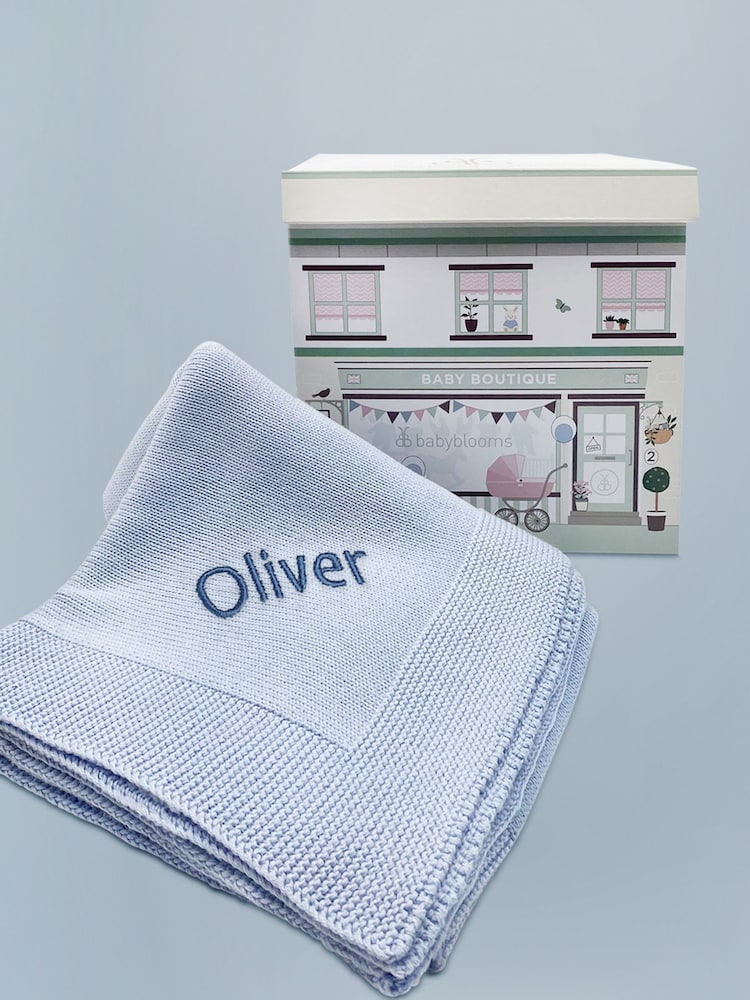 Babyblooms Kids Personalised Luxury Knitted 100% Cotton Blanket Baby Gift - Image 1 of 3