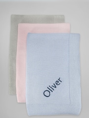 Babyblooms Kids Personalised Luxury Knitted 100% Cotton Blanket Baby Gift - Image 2 of 3