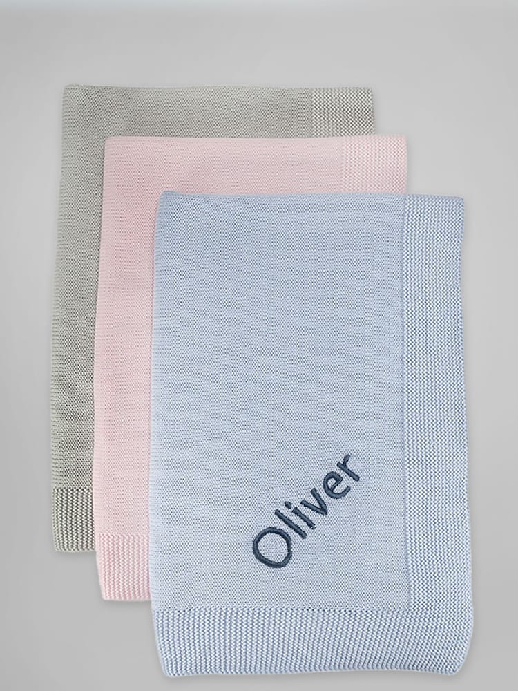 Babyblooms Kids Personalised Luxury Knitted 100% Cotton Blanket Baby Gift - Image 2 of 3