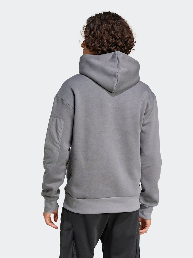 adidas Grey City Escape Fleece Hoodie - Image 2 of 6