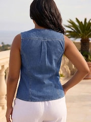 Roman Blue Curve Denim Button Waistcoat - Image 2 of 4