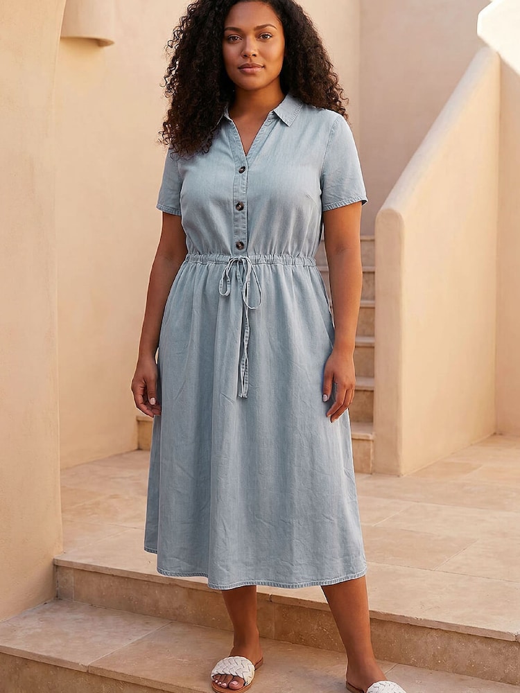 curve shirt dress YOURS Curve Black Ribbed Tie Waist Shirt Dress