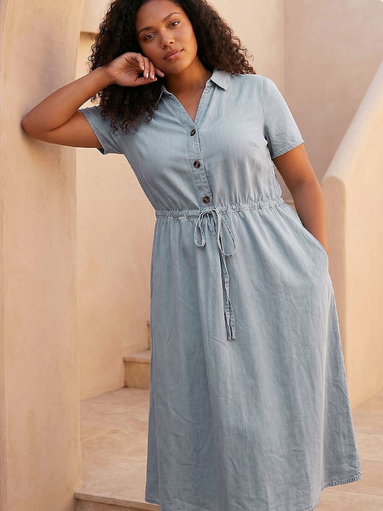 plus size shirt waist dress Women's Plus Size Lana Midi Buttermilk Shirt Dress