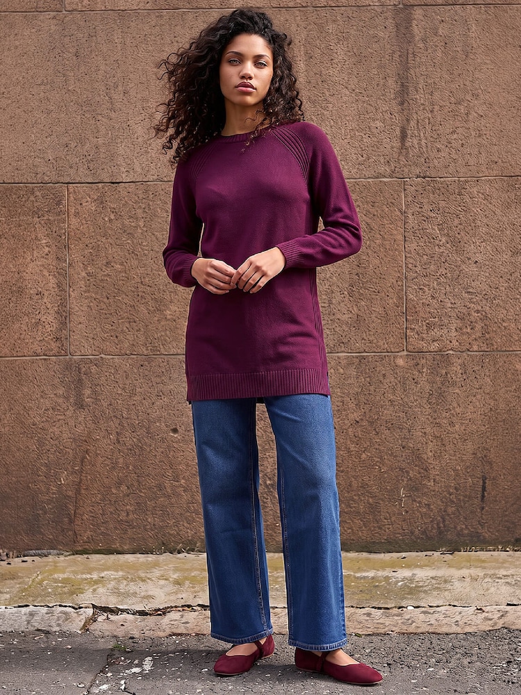 Roman Purple Petite Longline Knit Jumper - Image 2 of 4 Roman Purple Petite Longline Knit Jumper - Image 2 of 4