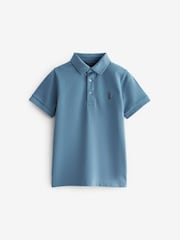 Blue Mid Short Sleeve Polo Shirt (3-16yrs) - Image 1 of 3