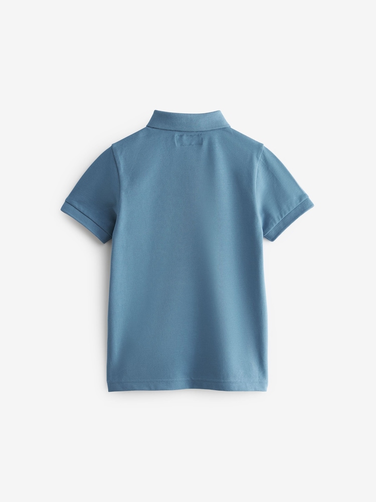 Blue Mid Short Sleeve Polo Shirt (3-16yrs) - Image 2 of 3