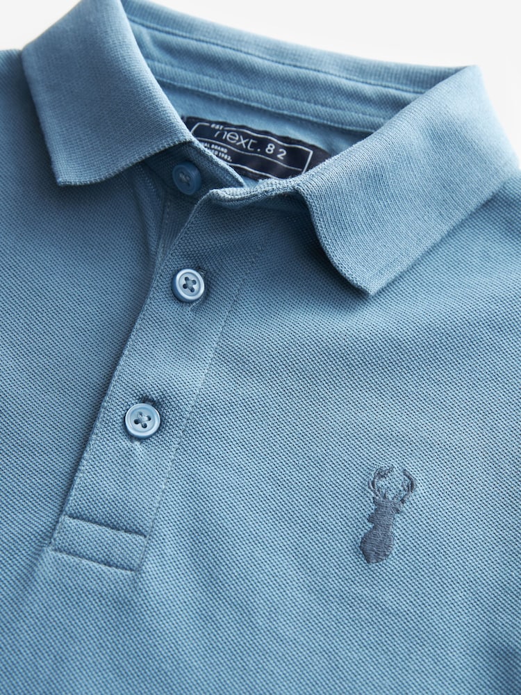 Blue Mid Short Sleeve Polo Shirt (3-16yrs) - Image 3 of 3