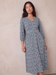 Roman Blue Petite Stretch Midi Dress - Image 1 of 4
