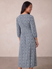 Roman Blue Petite Stretch Midi Dress - Image 3 of 4