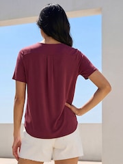 Roman Purple Petite V-Neck Buttoned Top - Image 3 of 4