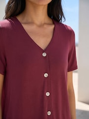 Roman Purple Petite V-Neck Buttoned Top - Image 4 of 4