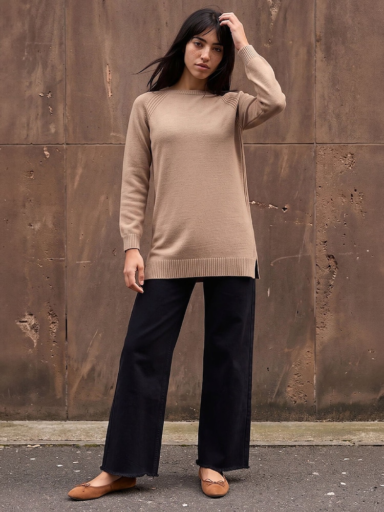 Roman Natural Petite Longline Knit Jumper - Image 2 of 4 Roman Natural Petite Longline Knit Jumper - Image 2 of 4