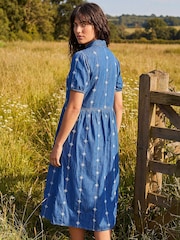 Roman Blue Embroidered Zip Detail Dress - Image 2 of 4