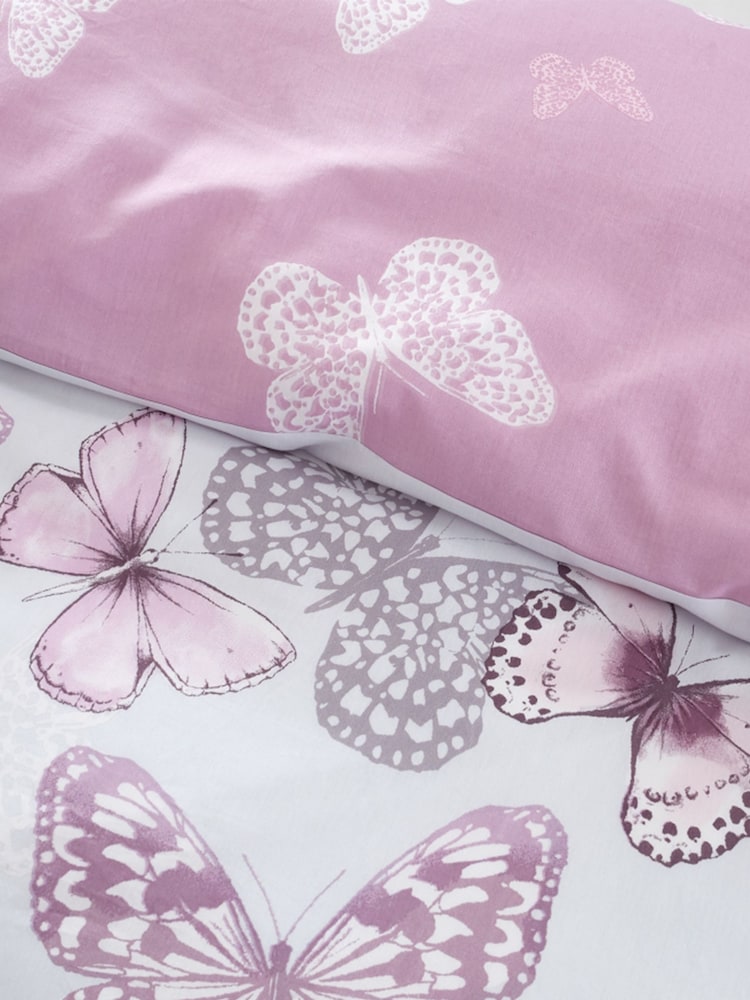 Catherine Lansfield Purple Scatter Butterfly Duvet Cover and Pillowcase Set - Image 4 of 4