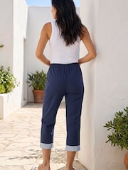 Roman Blue Petite Turn Up Cropped Trousers - Image 3 of 4