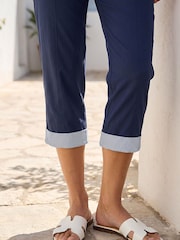 Roman Blue Petite Turn Up Cropped Trousers - Image 4 of 4