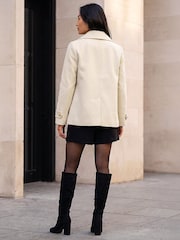 Roman Natural Petite Collar Double-Breasted Coat - Image 3 of 4
