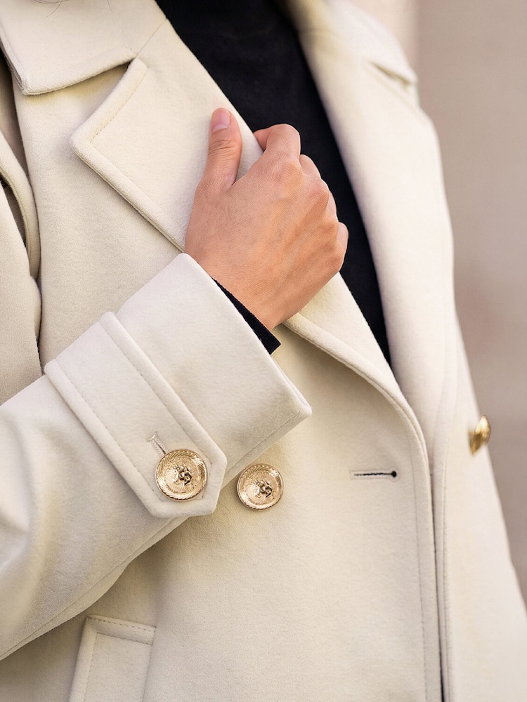 Roman Natural Petite Collar Double-Breasted Coat - Image 4 of 4 Roman Natural Petite Collar Double-Breasted Coat - Image 4 of 4