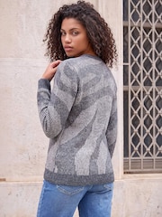 Roman Grey Petite Abstract Jumper - Image 2 of 4