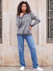 Roman Grey Petite Abstract Jumper - Image 3 of 4