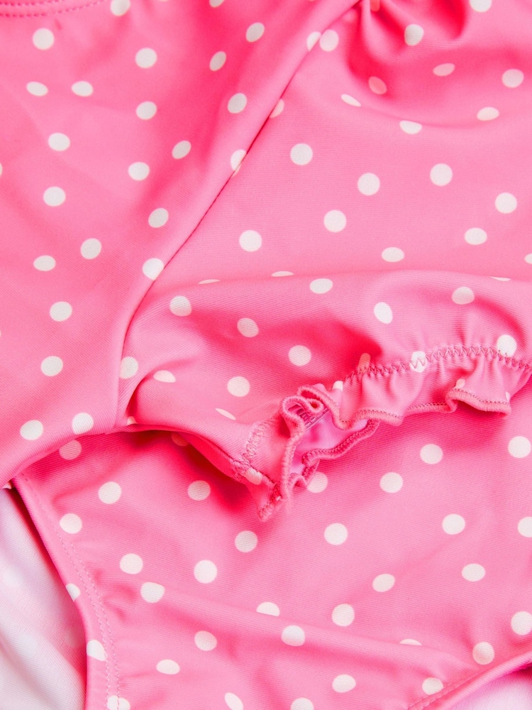 Angels By Accessorize Pink Puff Sleeve Polka Dot Swim Set - Image 2 of 2 Angels By Accessorize Pink Puff Sleeve Polka Dot Swim Set - Image 2 of 2